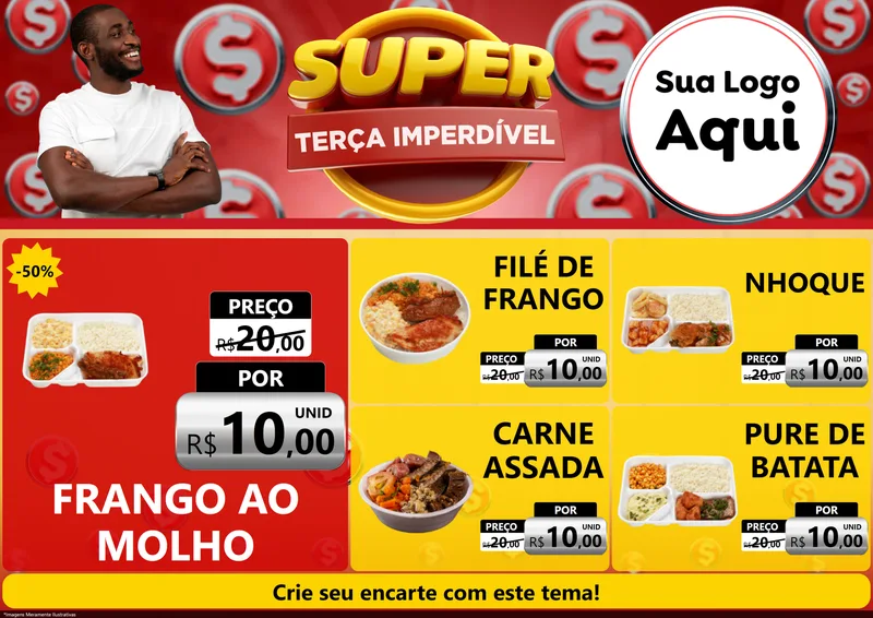 Modelo de Encarte para Encarte A4 Horizontal com o tema Super Terça Imperdível para Restaurante