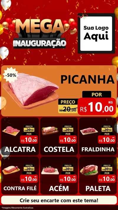 Modelo de Rede Social para Stories com o tema Mega Inauguração para Açougue