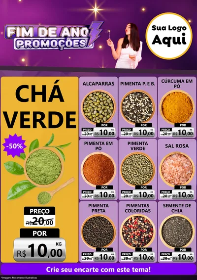Modelo de Encarte para Encarte A4 Vertical com o tema Fim de Ano Promoções para Produtos Naturais