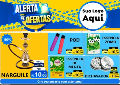 Modelo de Encarte para Encarte A4 Horizontal com o tema Alerta de Ofertas para Tabacaria