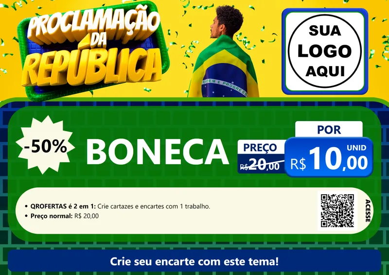 Modelo de Cartaz para Cartaz A4 Horizontal com o tema Proclamação da República para Brinquedos