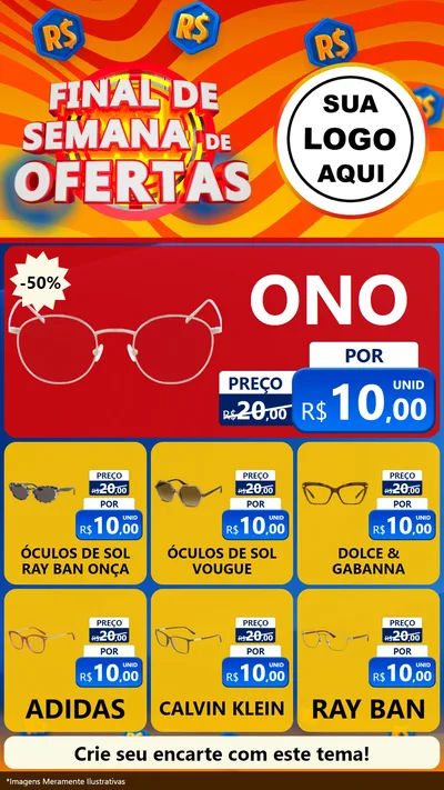 Modelo de Rede Social para Stories com o tema Final de Semana de Ofertas para Óticas