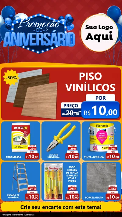 Modelo de Rede Social para Stories com o tema Promoção de Aniversário para Material para Construção