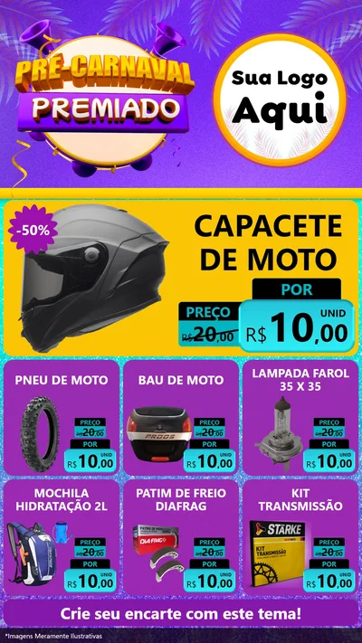 Modelo de Rede Social para Stories com o tema Pré-Carnaval Premiado para Moto peças
