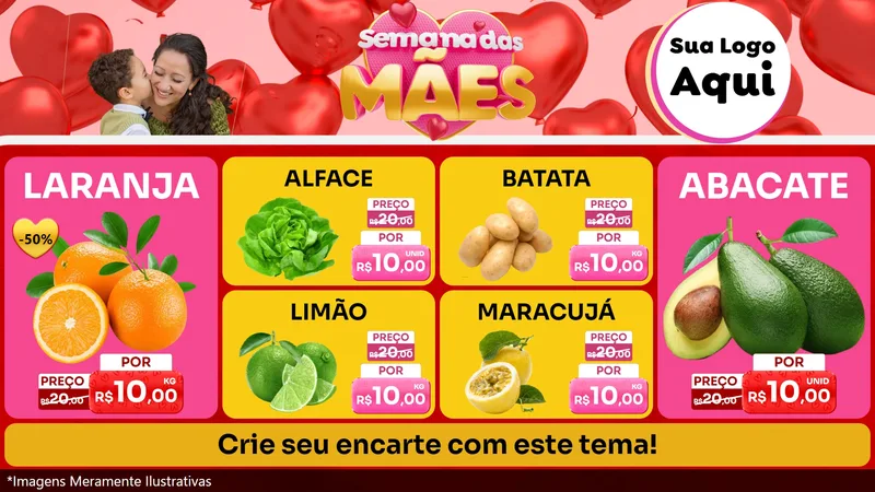 Modelo de TV para TV Horizontal com o tema Semana Das Mães para Hortifrúti