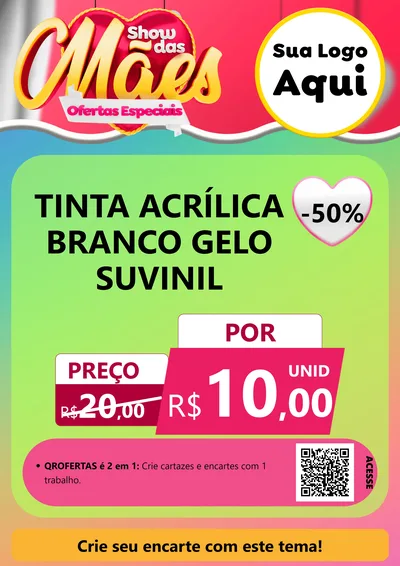 Modelo de Cartaz para Cartaz A4 Vertical com o tema Show das Mães - Ofertas Especiais para Tintas e Ferramentas