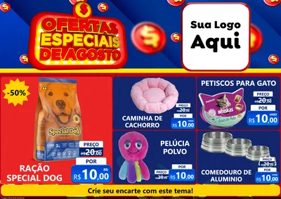 Modelo de Encarte para Encarte A4 Horizontal com o tema Ofertas Especiais de Agosto para Pet Shop