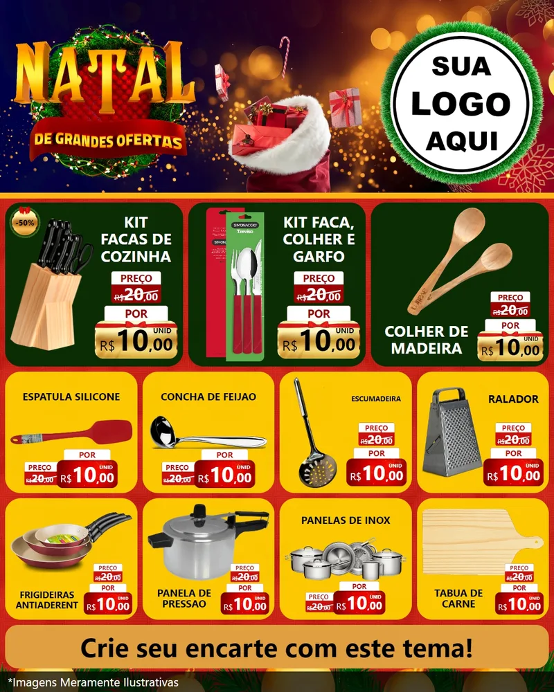 Modelo de Rede Social para Feed Instagram com o tema Natal de Grandes Ofertas para Utilidades Domésticas