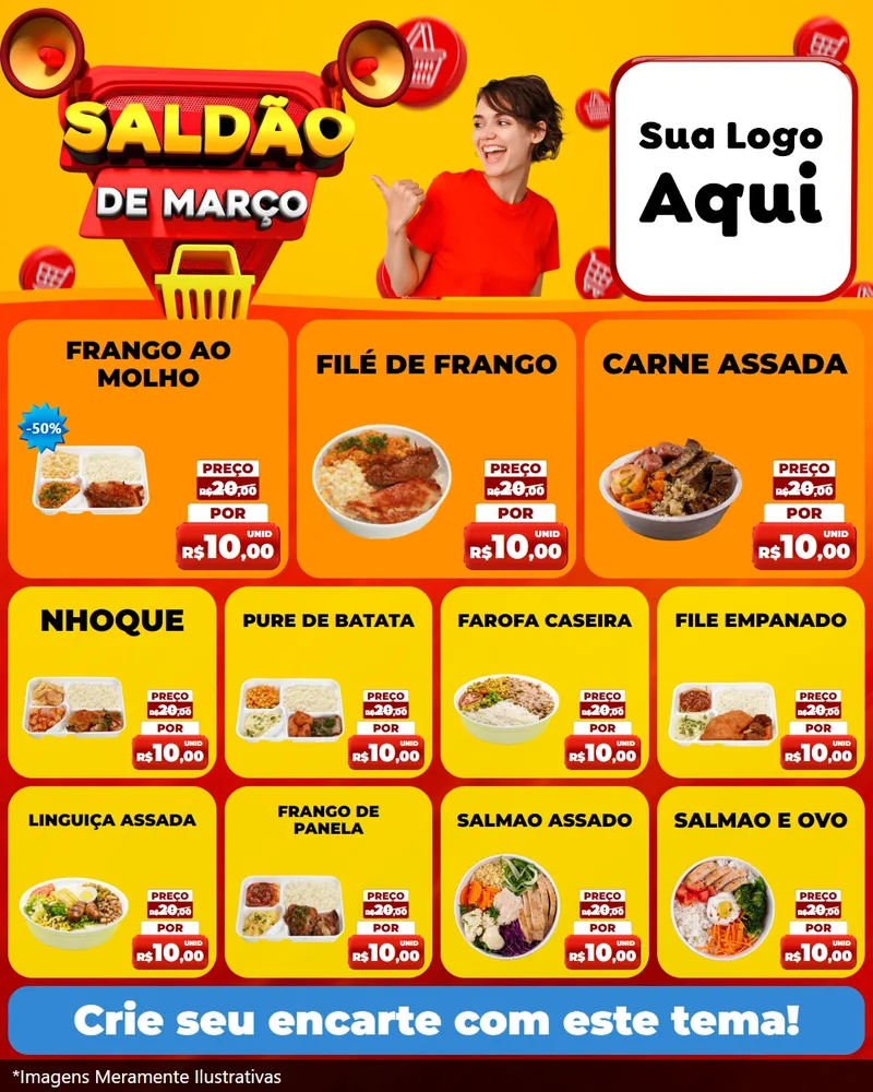 Modelo de Rede Social para Feed Instagram com o tema Saldão de Março para Restaurante