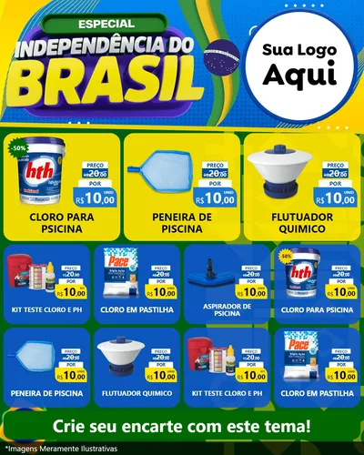 Modelo de Rede Social para Feed Instagram com o tema Especial Independência do Brasil para Produtos para Piscina
