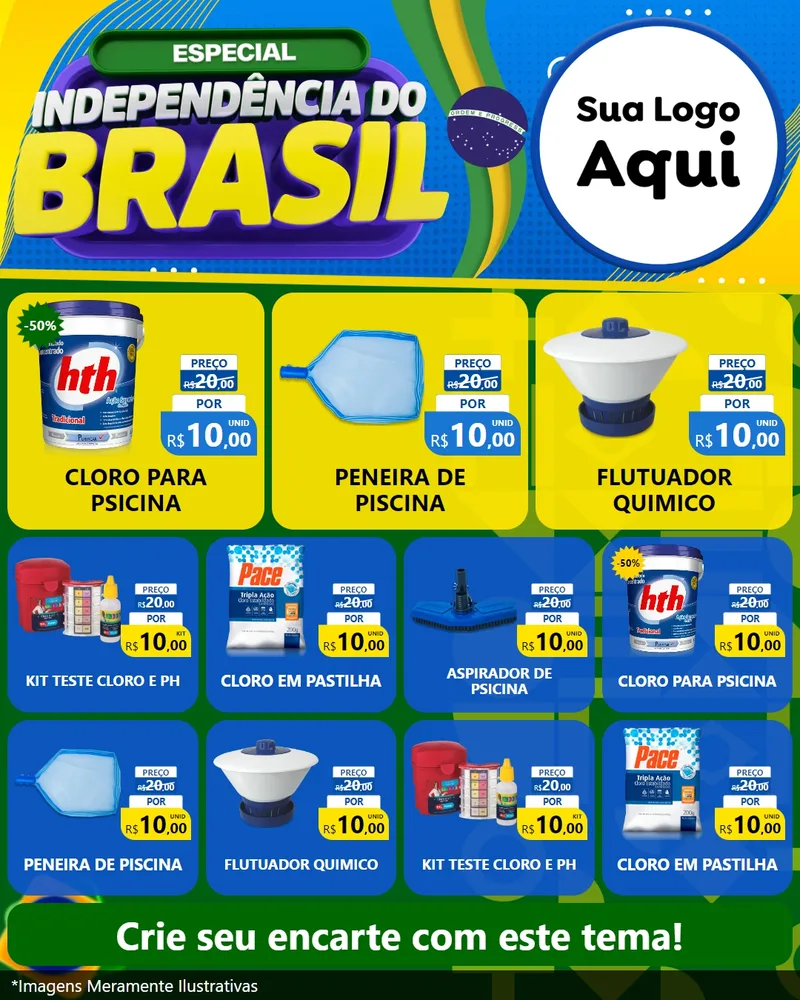 Modelo de Rede Social para Feed Instagram com o tema Especial Independência do Brasil para Produtos para Piscina