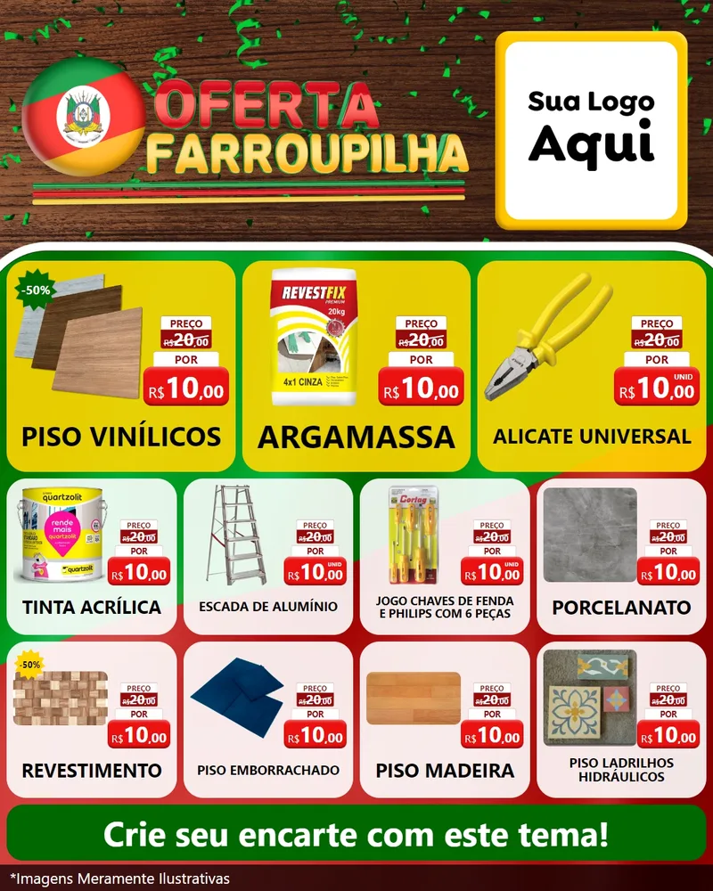 Modelo de Rede Social para Feed Instagram com o tema Oferta Farroupilha para Material para Construção