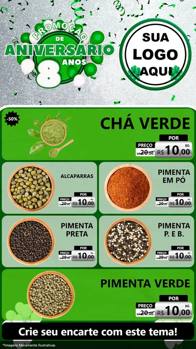 Modelo de TV para TV Vertical com o tema Promoção de Aniversário - 8 Anos para Produtos Naturais