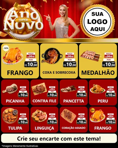 Modelo de Rede Social para Feed Instagram com o tema Super Ano Novo para Assados
