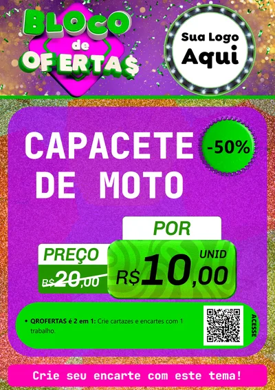 Modelo de Cartaz para Cartaz A4 Vertical com o tema Bloco de Ofertas para Moto peças