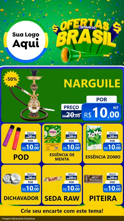 Modelo de Rede Social para Stories com o tema Ofertas Semana do Brasil para Tabacaria