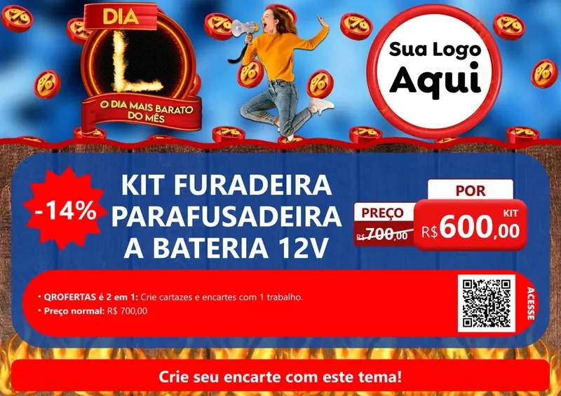 Modelo de Cartaz para Cartaz A4 Horizontal com o tema Dia L - O Dia Mais Barato Do Mês para Maquinas e Ferramentas