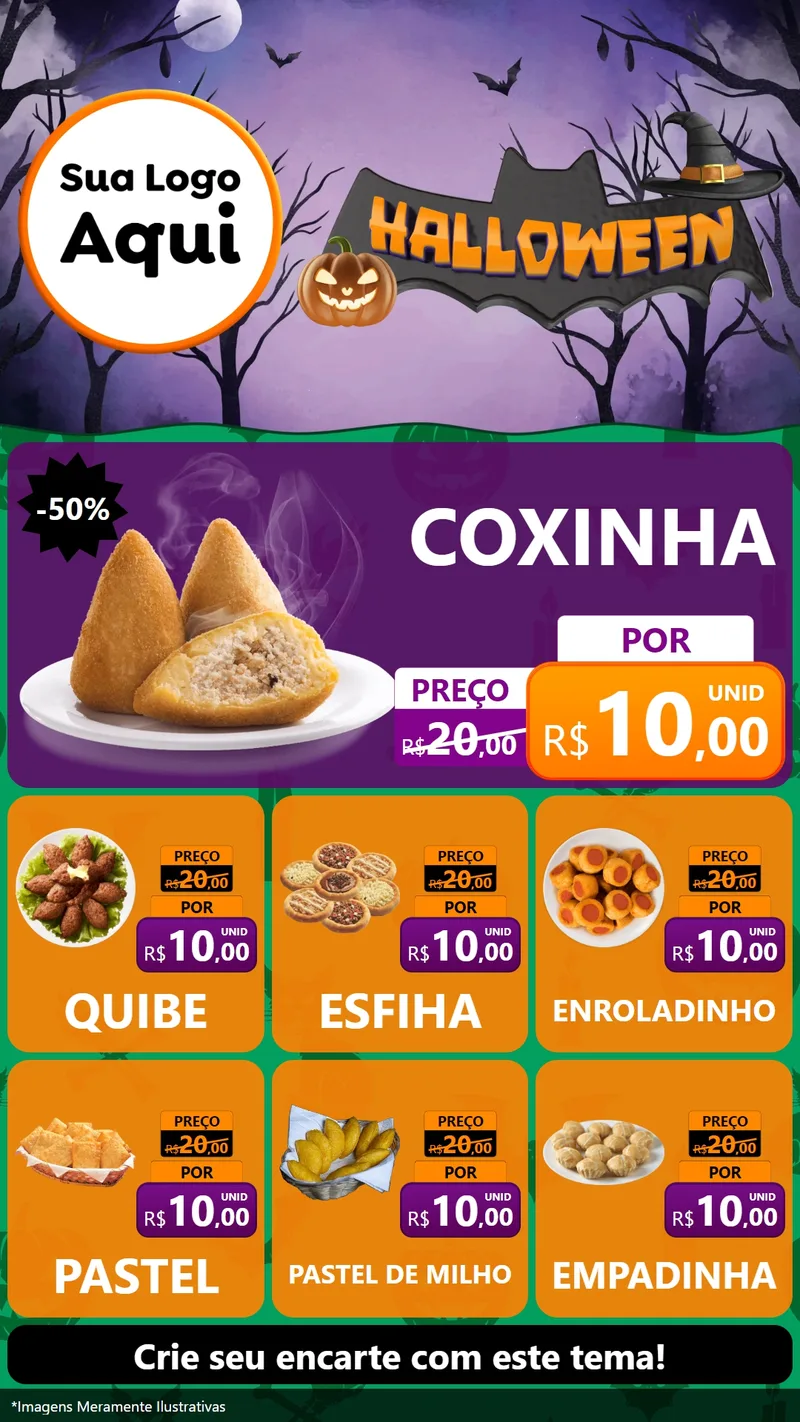 Modelo de Rede Social para Stories com o tema Halloween para Salgadaria