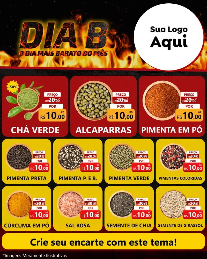 Modelo de Rede Social para Feed Instagram com o tema Dia B para Produtos Naturais