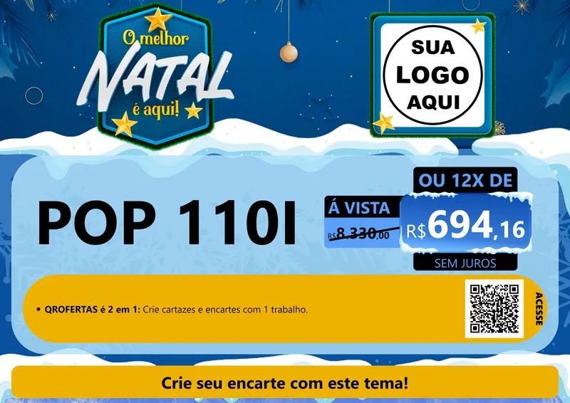 Modelo de Cartaz para Cartaz A4 Horizontal com o tema O Melhor Natal É Aqui! para Concessionaria de Motos