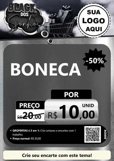 Modelo de Cartaz para Cartaz A4 Vertical com o tema Black dos Sonhos para Brinquedos