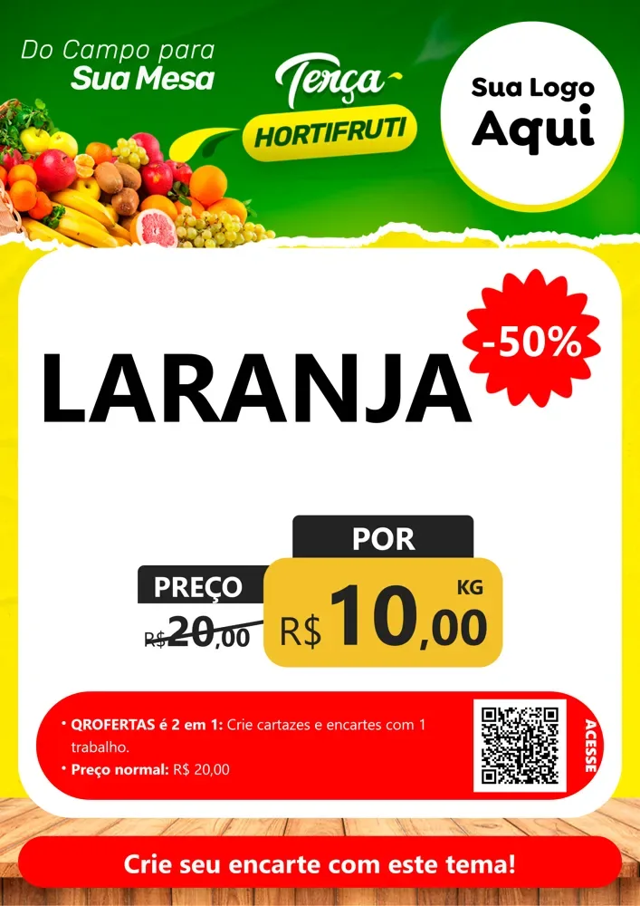 Modelo de Cartaz para Cartaz A4 Vertical com o tema Terça hortifruti para Hortifrúti