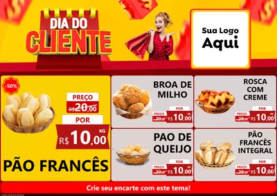 Modelo de Encarte para Encarte A4 Horizontal com o tema Dia do Cliente para Padaria