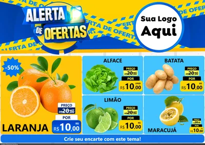 Modelo de Encarte para Encarte A4 Horizontal com o tema Alerta de Ofertas para Hortifrúti
