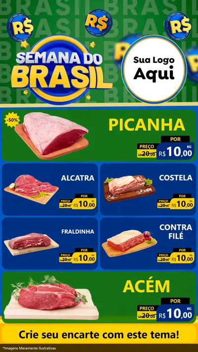 Modelo de TV para TV Vertical com o tema Semana Do Brasil para Açougue