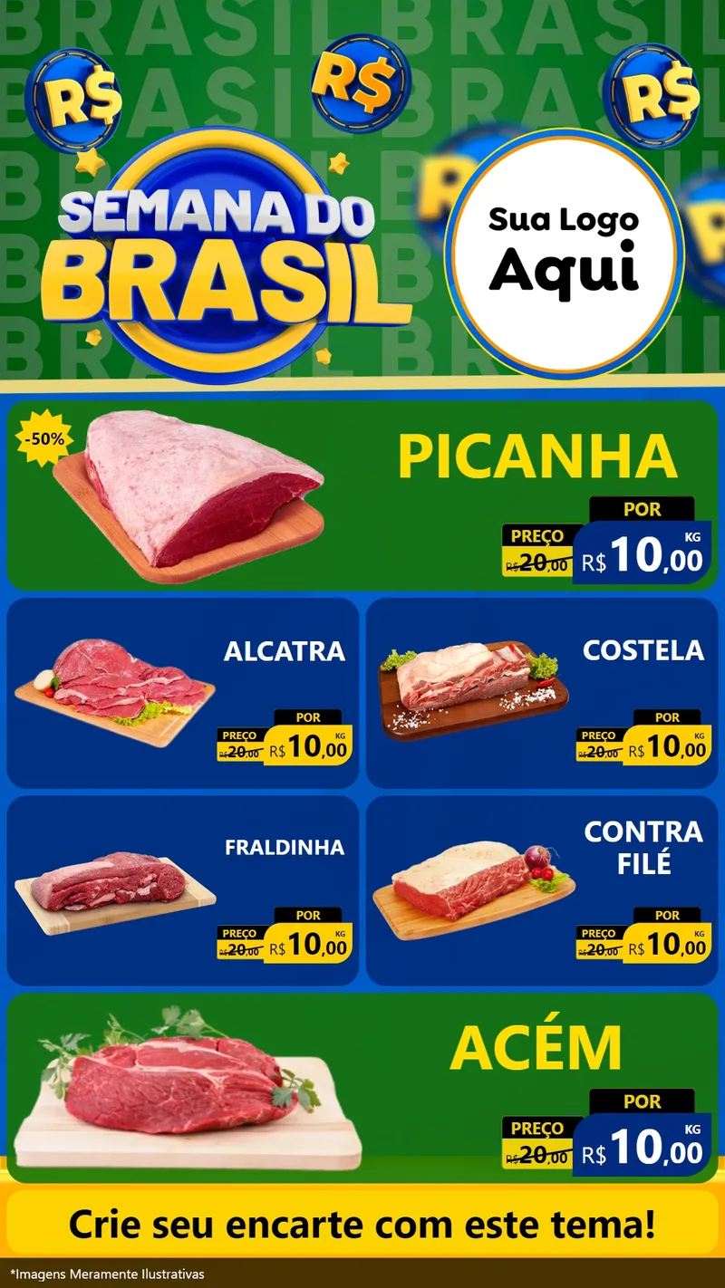 Modelo de TV para TV Vertical com o tema Semana Do Brasil para Açougue