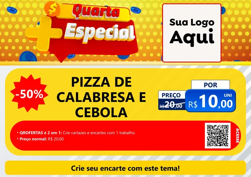 Modelo de Cartaz para Cartaz A4 Horizontal com o tema Quarta Mais Especial para Pizzaria