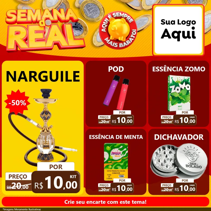 Modelo de Rede Social para Feed Facebook com o tema Semana do Real para Tabacaria