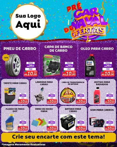 Modelo de Rede Social para Feed Instagram com o tema Pré Carnaval de Ofertas para Auto peças