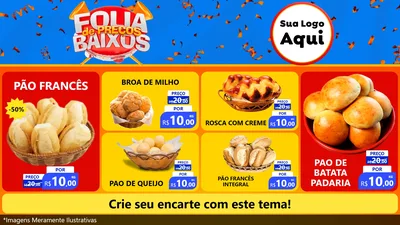 Modelo de TV para TV Horizontal com o tema Folia de Preços Baixos para Padaria