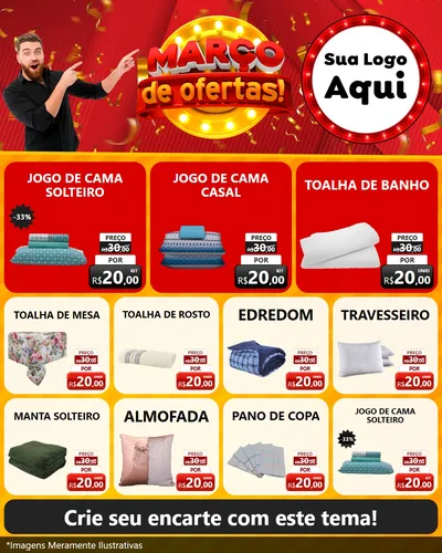 Modelo de Rede Social para Feed Instagram com o tema Março de Ofertas! para Cama, Mesa e Banho