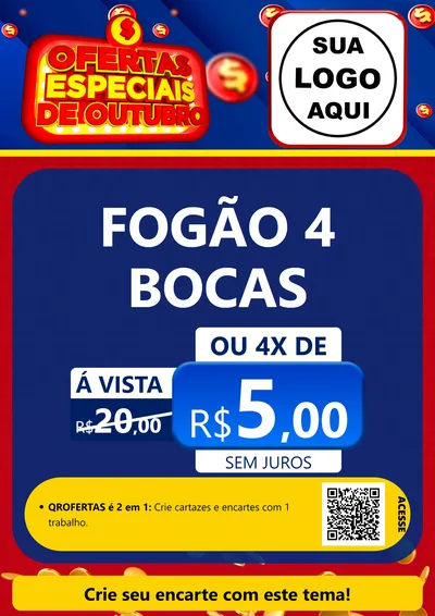 Modelo de Cartaz para Cartaz A4 Vertical com o tema Ofertas Especiais de Outubro para Móveis e Eletro