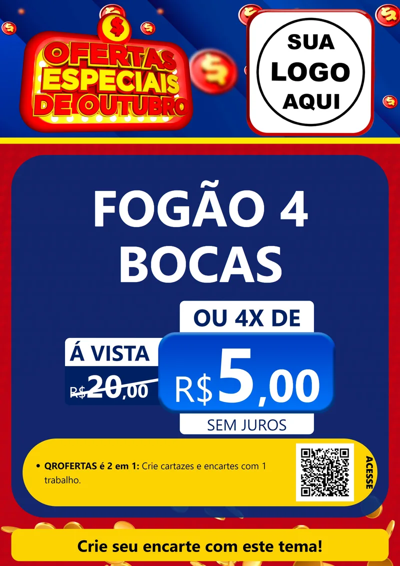 Modelo de Cartaz para Cartaz A4 Vertical com o tema Ofertas Especiais de Outubro para Móveis e Eletro