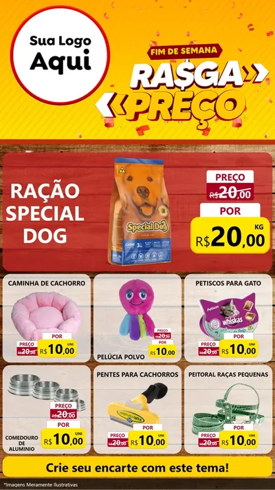 Modelo de Rede Social para Stories com o tema Fim de Semana Rasga Preços para Pet Shop