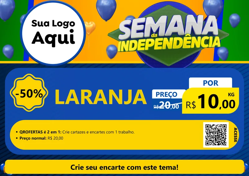 Modelo de Cartaz para Cartaz A4 Horizontal com o tema Semana da Independência para Hortifrúti
