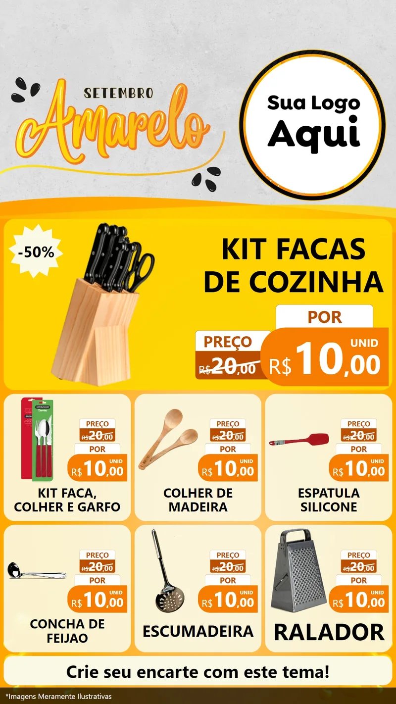 Modelo de Rede Social para Stories com o tema Setembro Amarelo para Utilidades Domésticas