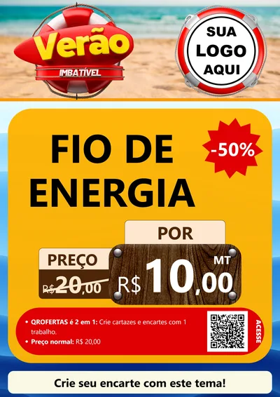 Modelo de Cartaz para Cartaz A4 Vertical com o tema Verão Imbatível para Materiais Elétricos