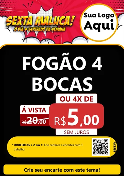 Modelo de Cartaz para Cartaz A4 Vertical com o tema Sexta Maluca! para Móveis e Eletro