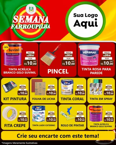 Modelo de Rede Social para Feed Instagram com o tema Semana Farroupilha para Tintas e Ferramentas