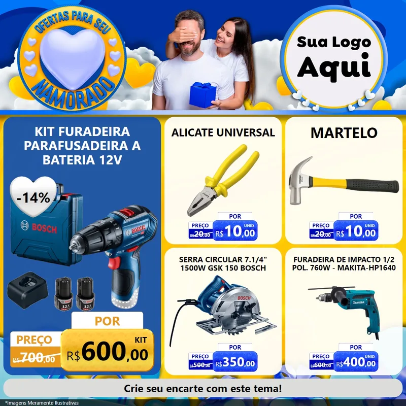 Modelo de Rede Social para Feed Facebook com o tema Ofertas Para Seu Namorado para Maquinas e Ferramentas