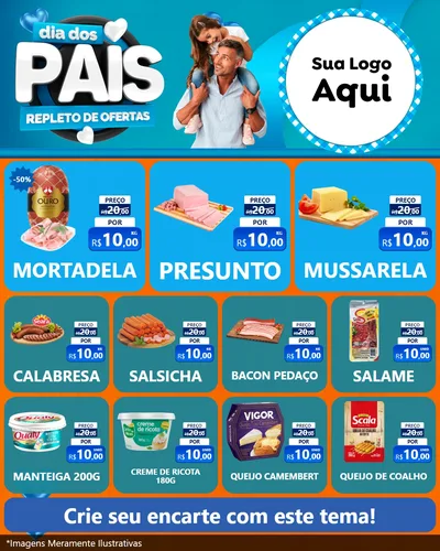 Modelo de Rede Social para Feed Instagram com o tema Dia Dos Pais Repleto de Ofertas para Frios e Laticínios