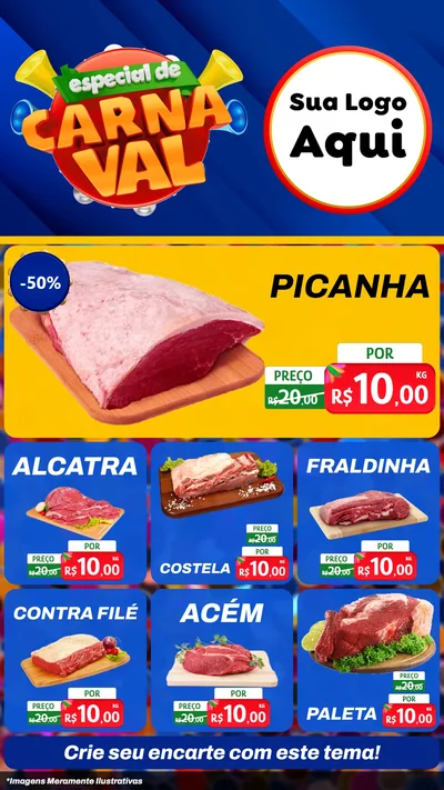 Modelo de Rede Social para Stories com o tema Especial de Carnaval para Açougue
