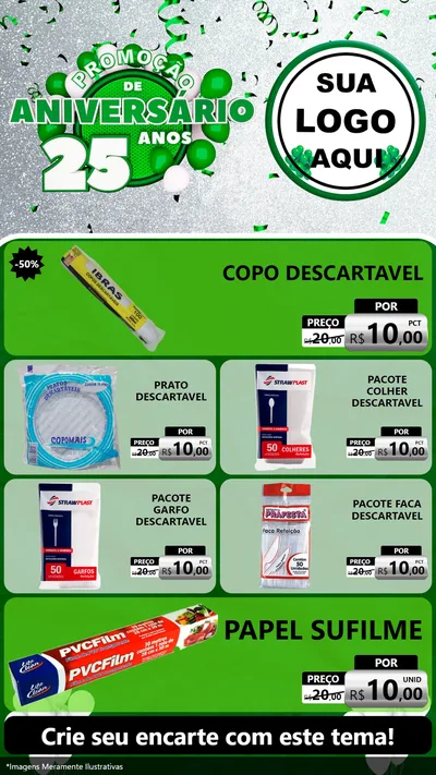 Modelo de TV para TV Vertical com o tema Promoção de Aniversário - 25 Anos para Embalagens