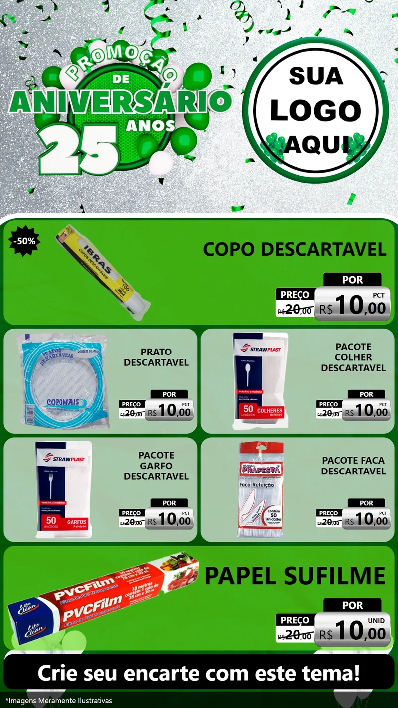 Modelo de TV para TV Vertical com o tema Promoção de Aniversário - 25 Anos para Embalagens