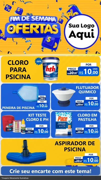 Modelo de TV para TV Vertical com o tema Fim de Semana de Ofertas para Produtos para Piscina