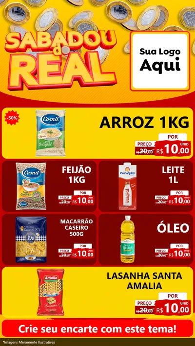 Modelo de TV para TV Vertical com o tema Sabadou do Real para Supermercado